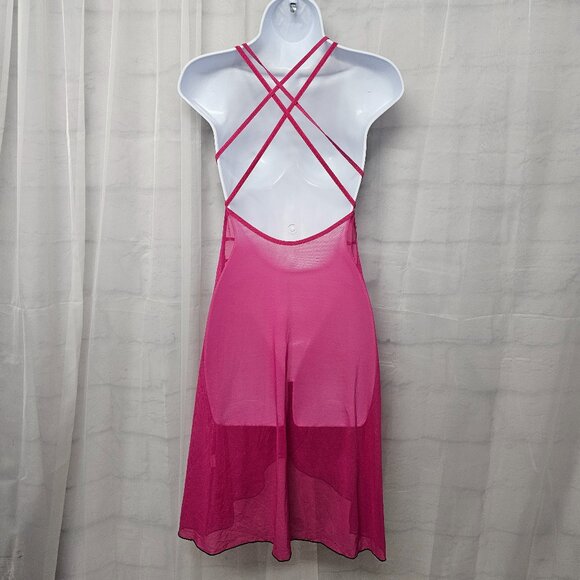 Y2K Pink Sheer Dress Whimsigoth Fairy Lace Floral Mesh Embroidered S - Picture 6 of 8